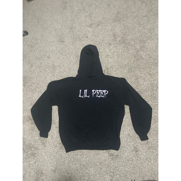 Men's Lil Peep Black Hoodie M with White Logo - Picture 2 of 7